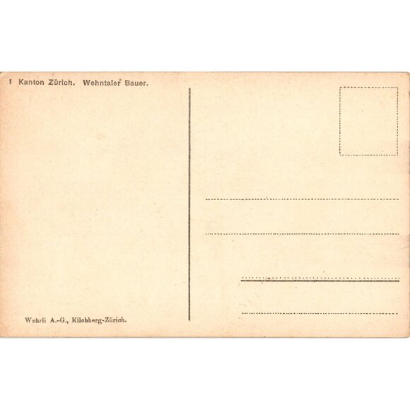 Kanton Zurich Wehntaler Bauer Postcard Wehrli AG Kilchberg Zurich Vintage Unused - Picture 2 of 2